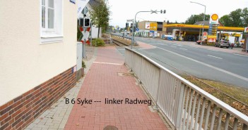 ADFC Syke hat Verbesserungen für Radfahrende ausgearbeitet Ortsdurchfahrt Syke – linker Radweg