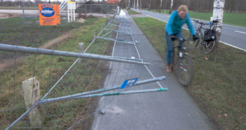 Gefahrenstelle Radweg: Bauzaun GS-agri K116 Melchiorshausen